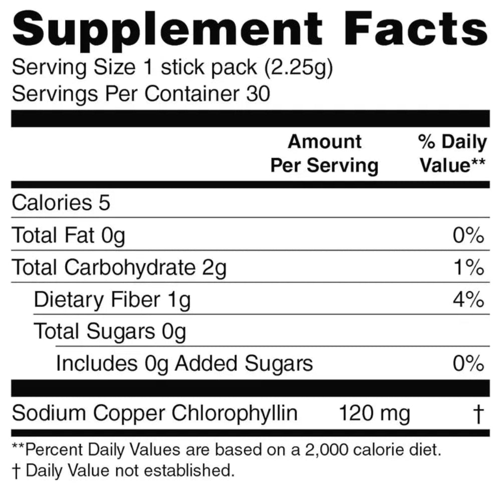 Chlorophyll Stick Pack Herbal Detox Supplement For Gut Health Super Green Powder Lime Flavor